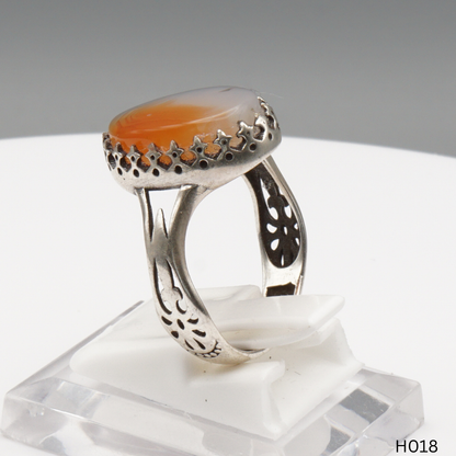 925 Silber Herrenring mit echtem Jemen Achat - Aqeeq Yamani