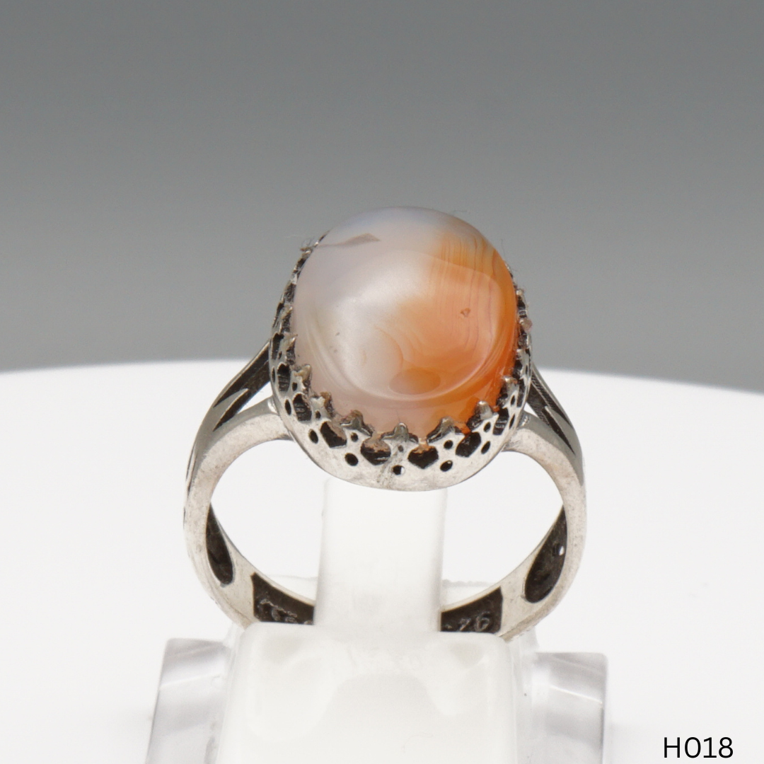 925 Silber Herrenring mit echtem Jemen Achat - Aqeeq Yamani