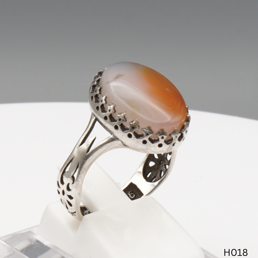 925 Silber Herrenring mit echtem Jemen Achat - Aqeeq Yamani