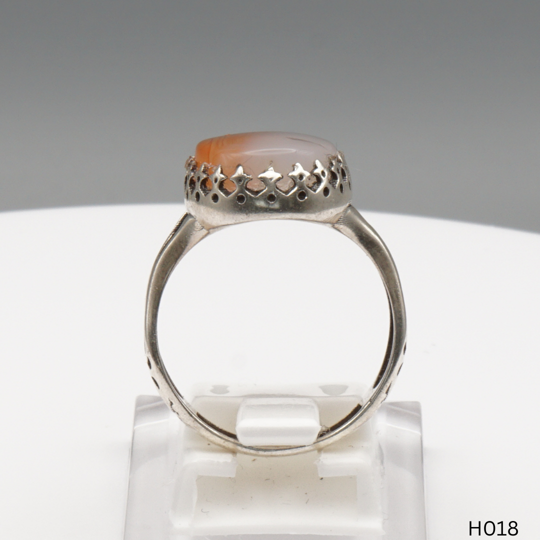 925 Silber Herrenring mit echtem Jemen Achat - Aqeeq Yamani