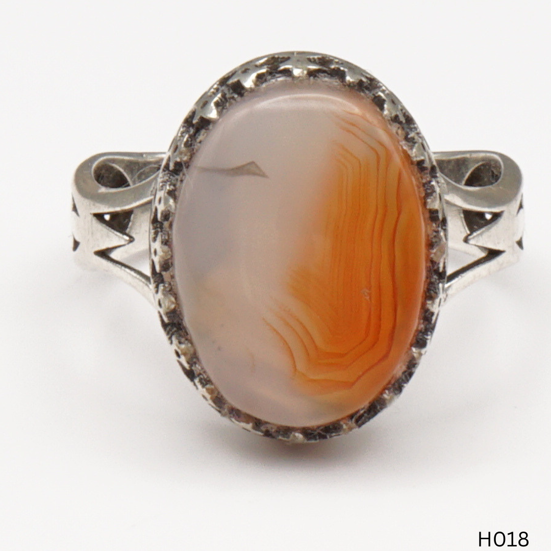 925 Silber Herrenring mit echtem Jemen Achat - Aqeeq Yamani