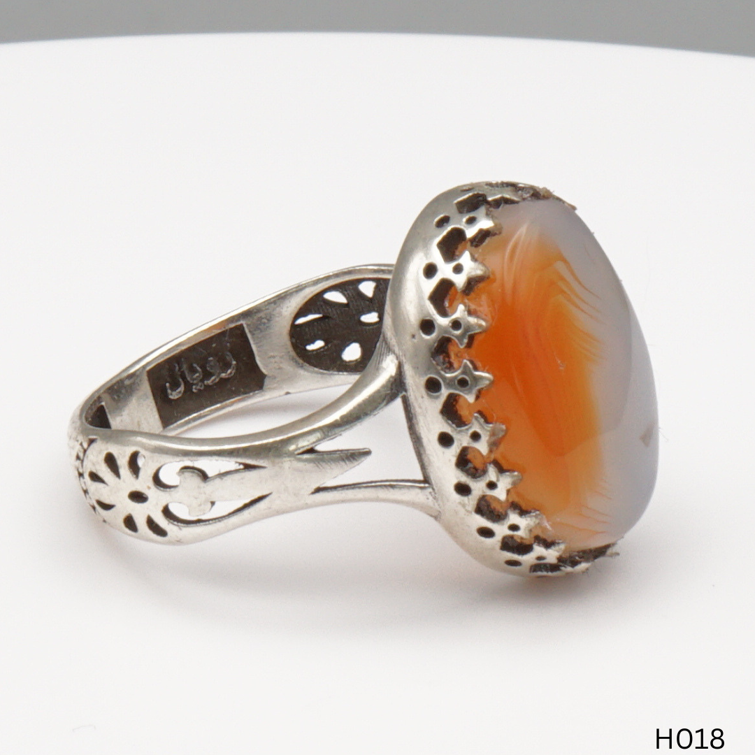 925 Silber Herrenring mit echtem Jemen Achat - Aqeeq Yamani