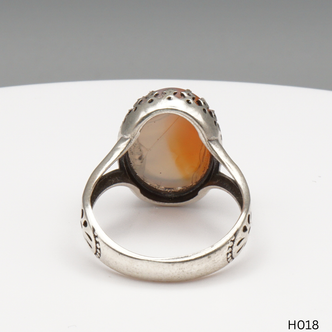 925 Silber Herrenring mit echtem Jemen Achat - Aqeeq Yamani