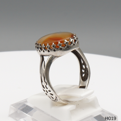 925 Silber Herrenring mit echtem Jemen Achat - Aqeeq Yamani