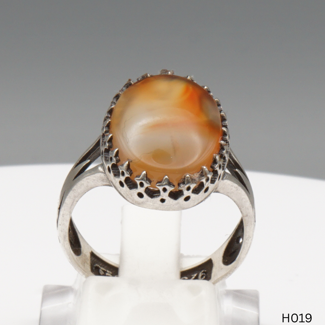 925 Silber Herrenring mit echtem Jemen Achat - Aqeeq Yamani