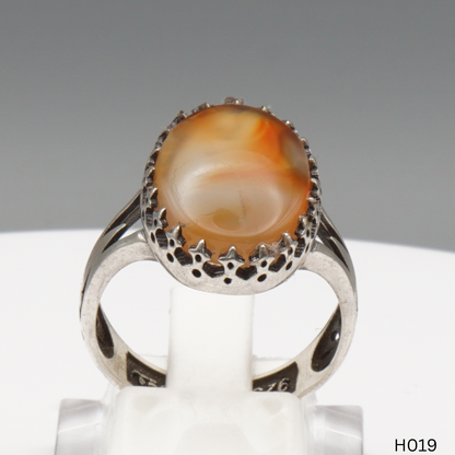 925 Silber Herrenring mit echtem Jemen Achat - Aqeeq Yamani