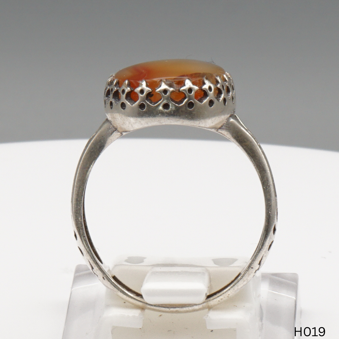 925 Silber Herrenring mit echtem Jemen Achat - Aqeeq Yamani