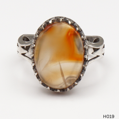 925 Silber Herrenring mit echtem Jemen Achat - Aqeeq Yamani