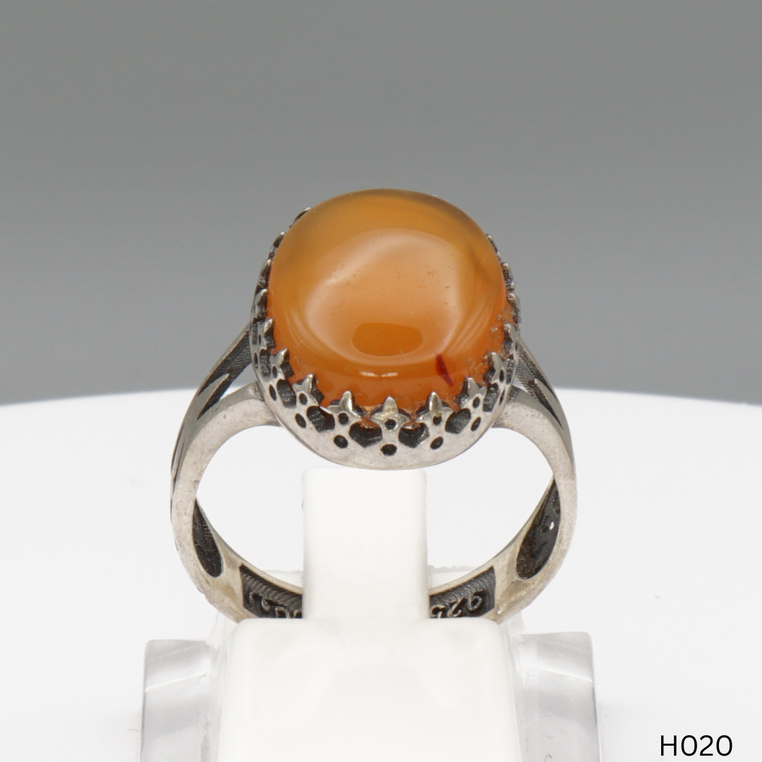 925 Silber Herrenring mit echtem Jemen Achat - Aqeeq Yamani