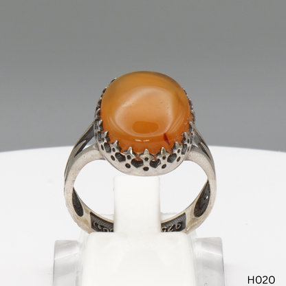 925 Silber Herrenring mit echtem Jemen Achat - Aqeeq Yamani