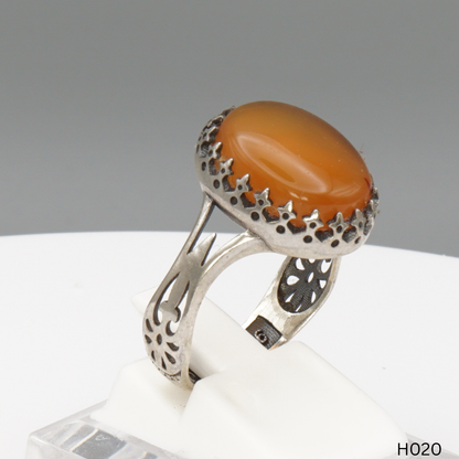 925 Silber Herrenring mit echtem Jemen Achat - Aqeeq Yamani