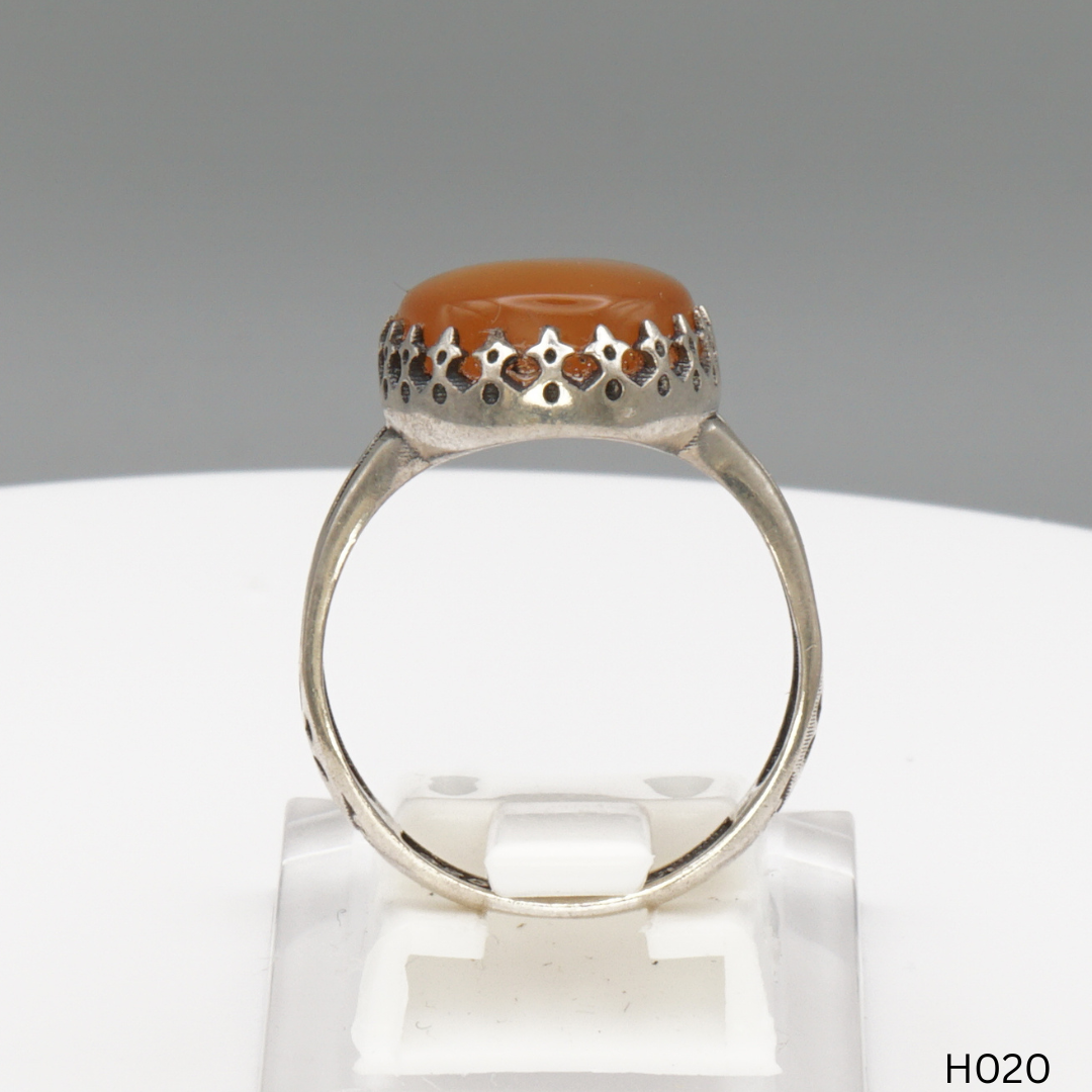 925 Silber Herrenring mit echtem Jemen Achat - Aqeeq Yamani