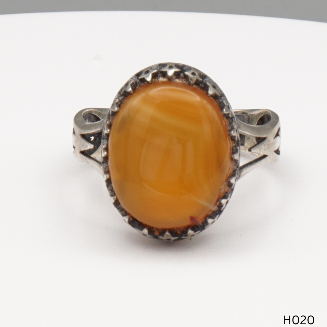 925 Silber Herrenring mit echtem Jemen Achat - Aqeeq Yamani