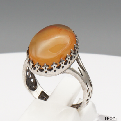 925 Silber Herrenring mit echtem Jemen Achat - Aqeeq Yamani