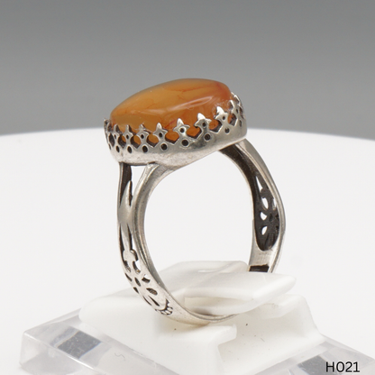 925 Silber Herrenring mit echtem Jemen Achat - Aqeeq Yamani