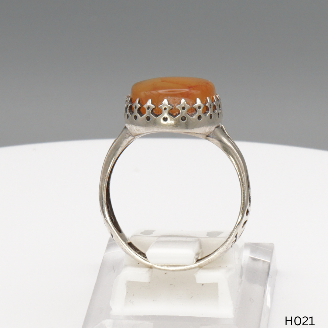 925 Silber Herrenring mit echtem Jemen Achat - Aqeeq Yamani