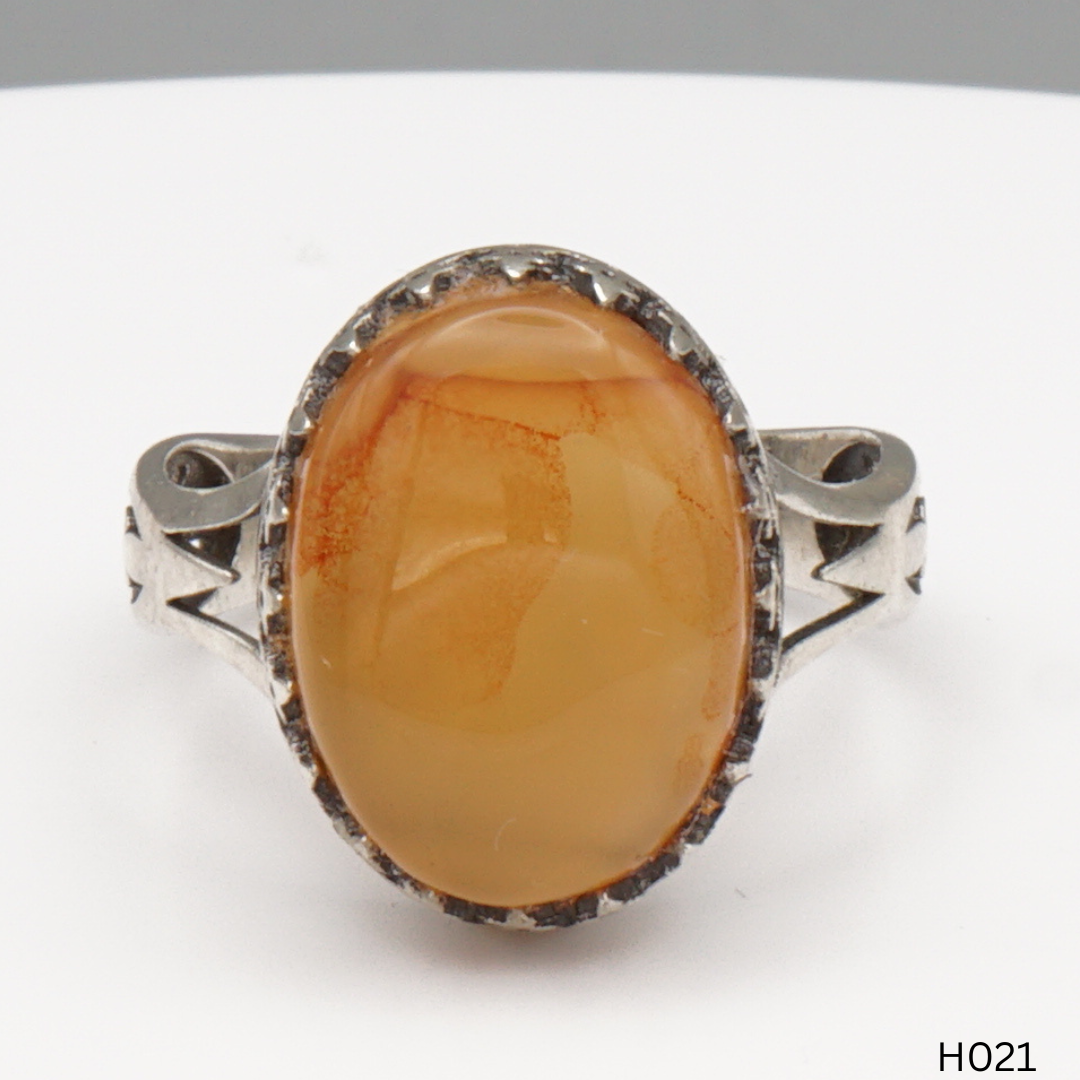 925 Silber Herrenring mit echtem Jemen Achat - Aqeeq Yamani