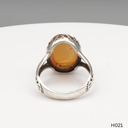 925 Silber Herrenring mit echtem Jemen Achat - Aqeeq Yamani