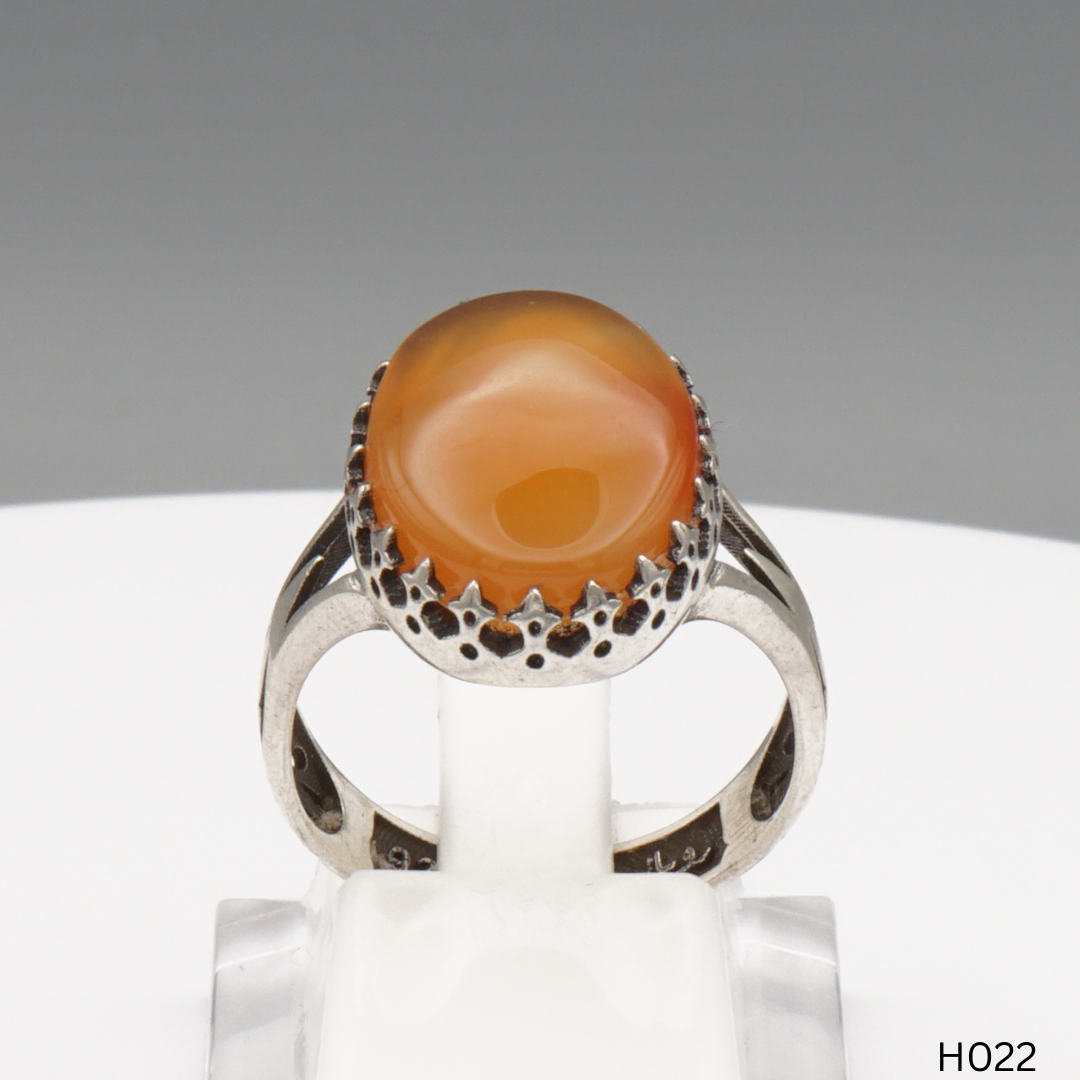 925 Silber Herrenring mit echtem Jemen Achat - Aqeeq Yamani