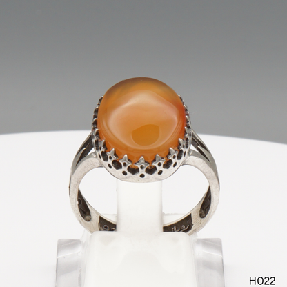 925 Silber Herrenring mit echtem Jemen Achat - Aqeeq Yamani
