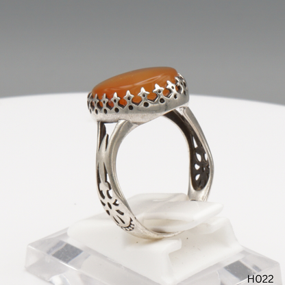 925 Silber Herrenring mit echtem Jemen Achat - Aqeeq Yamani