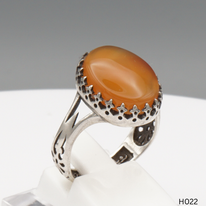 925 Silber Herrenring mit echtem Jemen Achat - Aqeeq Yamani