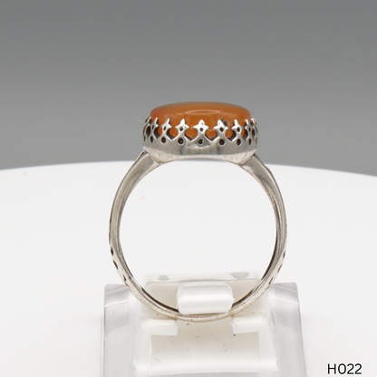 925 Silber Herrenring mit echtem Jemen Achat - Aqeeq Yamani