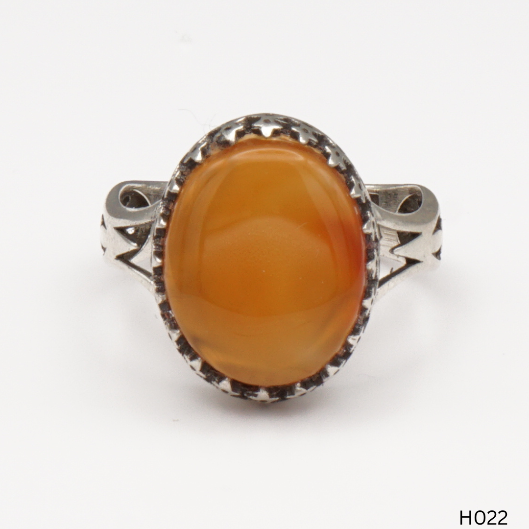 925 Silber Herrenring mit echtem Jemen Achat - Aqeeq Yamani