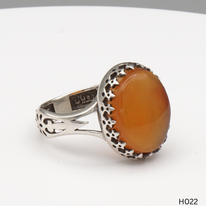 925 Silber Herrenring mit echtem Jemen Achat - Aqeeq Yamani
