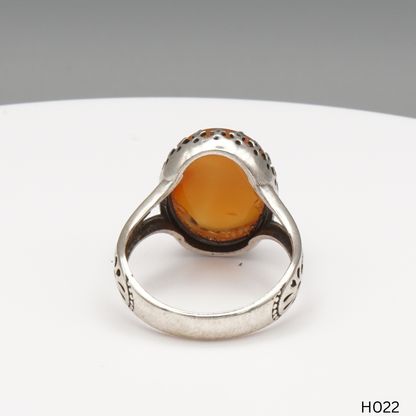 925 Silber Herrenring mit echtem Jemen Achat - Aqeeq Yamani