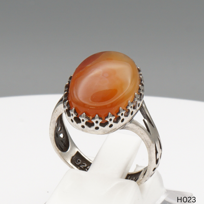 925 Silber Herrenring mit echtem Jemen Achat - Aqeeq Yamani