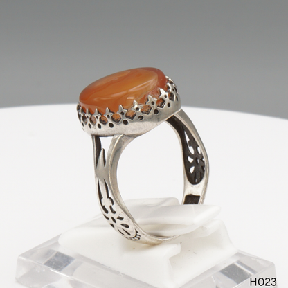 925 Silber Herrenring mit echtem Jemen Achat - Aqeeq Yamani