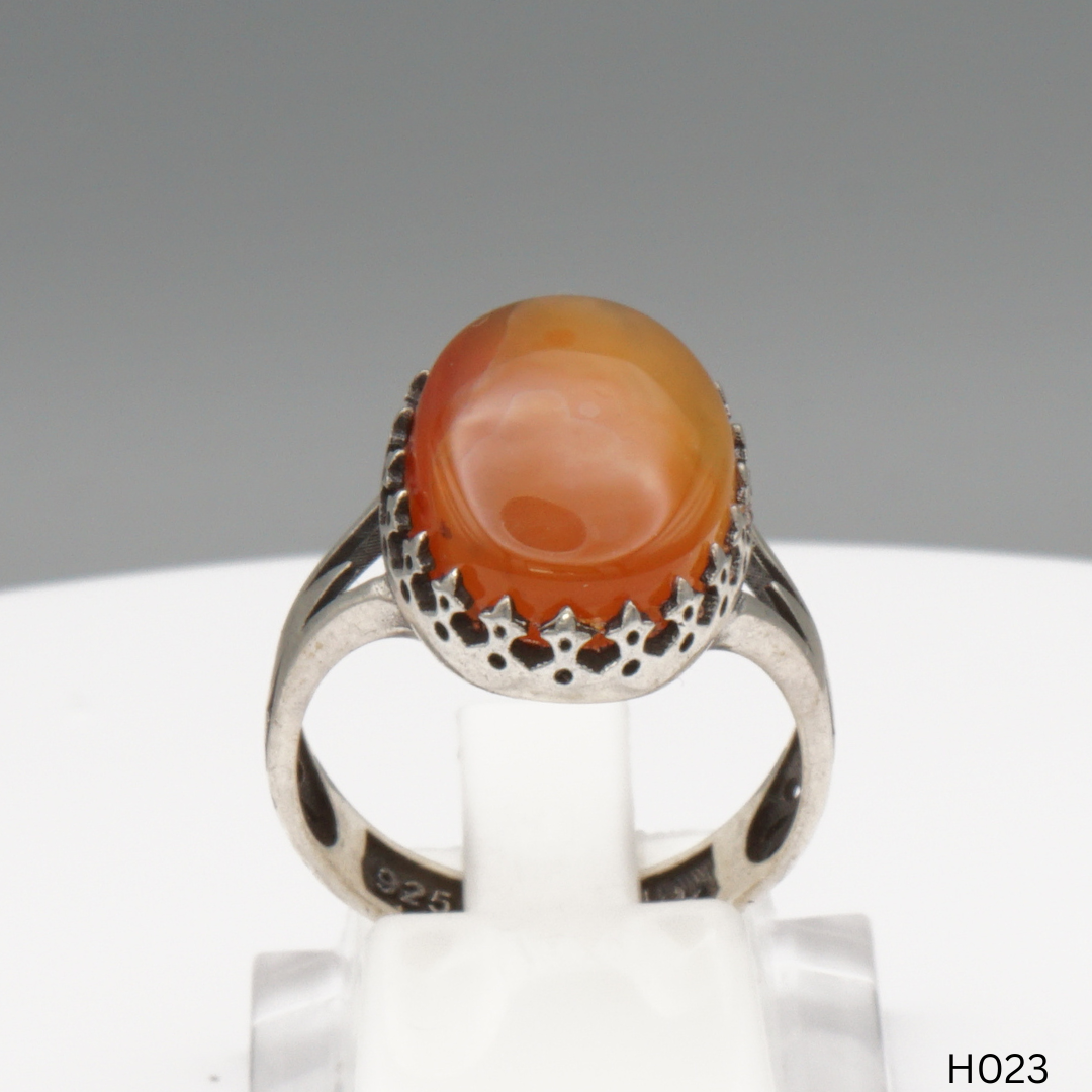 925 Silber Herrenring mit echtem Jemen Achat - Aqeeq Yamani