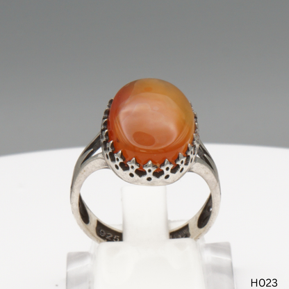 925 Silber Herrenring mit echtem Jemen Achat - Aqeeq Yamani