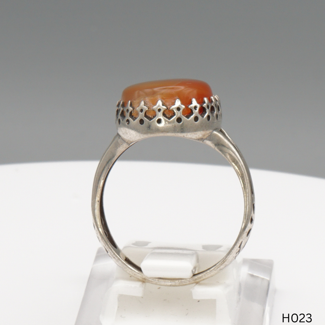 925 Silber Herrenring mit echtem Jemen Achat - Aqeeq Yamani