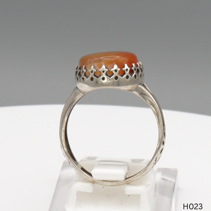 925 Silber Herrenring mit echtem Jemen Achat - Aqeeq Yamani