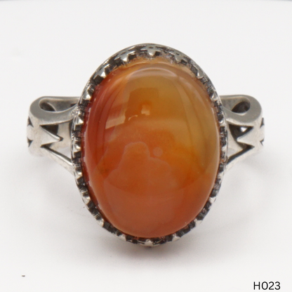 925 Silber Herrenring mit echtem Jemen Achat - Aqeeq Yamani