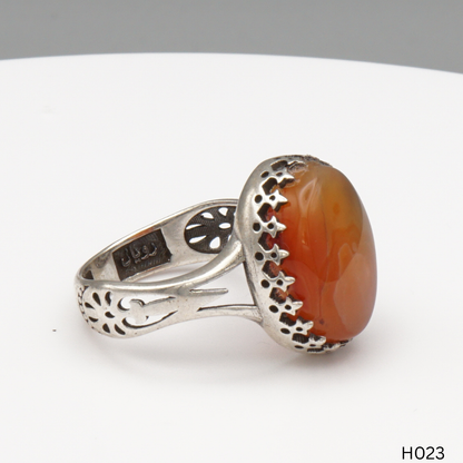 925 Silber Herrenring mit echtem Jemen Achat - Aqeeq Yamani