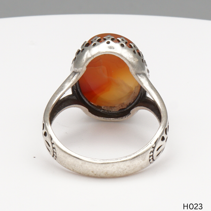 925 Silber Herrenring mit echtem Jemen Achat - Aqeeq Yamani