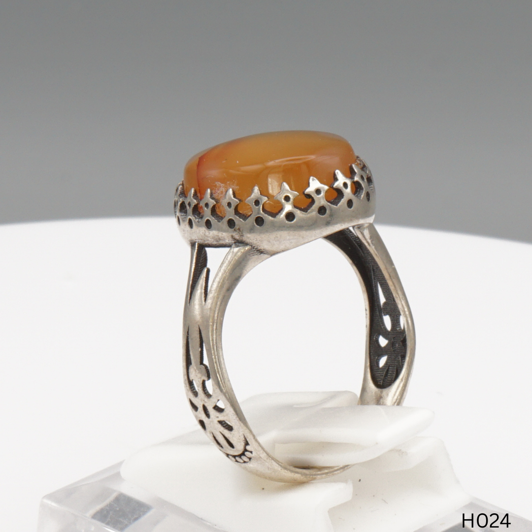 925 Silber Herrenring mit echtem Jemen Achat - Aqeeq Yamani
