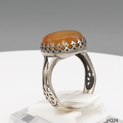 925 Silber Herrenring mit echtem Jemen Achat - Aqeeq Yamani