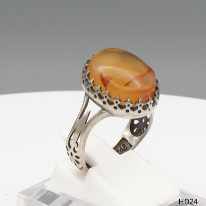 925 Silber Herrenring mit echtem Jemen Achat - Aqeeq Yamani