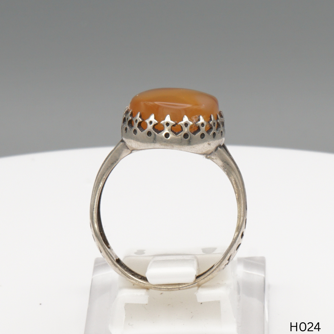 925 Silber Herrenring mit echtem Jemen Achat - Aqeeq Yamani