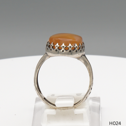 925 Silber Herrenring mit echtem Jemen Achat - Aqeeq Yamani