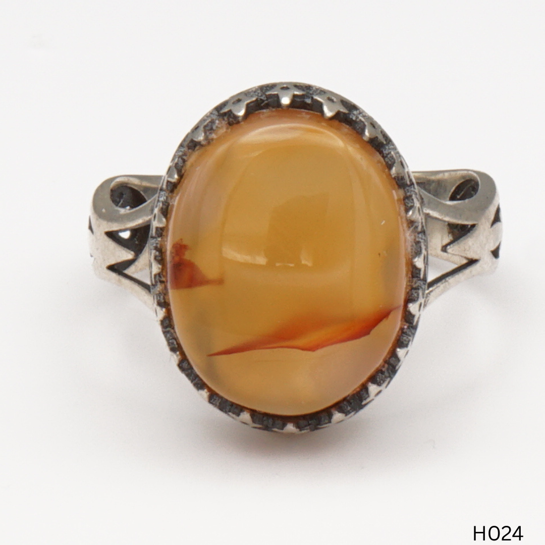 925 Silber Herrenring mit echtem Jemen Achat - Aqeeq Yamani