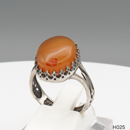 925 Silber Herrenring mit echtem Jemen Achat - Aqeeq Yamani
