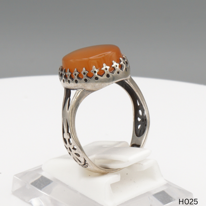 925 Silber Herrenring mit echtem Jemen Achat - Aqeeq Yamani