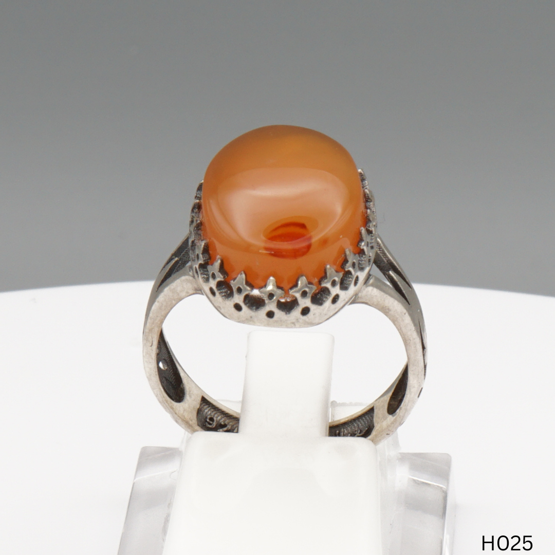 925 Silber Herrenring mit echtem Jemen Achat - Aqeeq Yamani