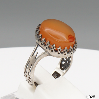 925 Silber Herrenring mit echtem Jemen Achat - Aqeeq Yamani