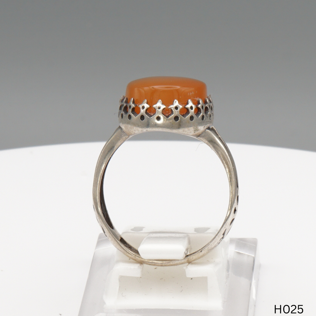 925 Silber Herrenring mit echtem Jemen Achat - Aqeeq Yamani